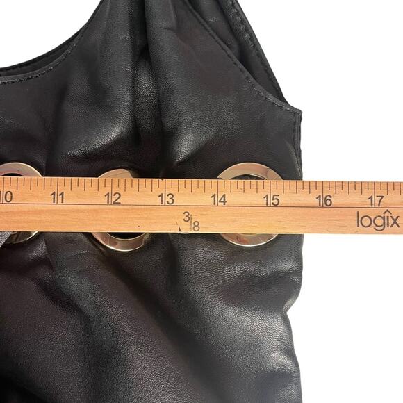 Michael Michael Kors Braided Astor Grommet Large Shoulder Tote Black Leather - Picture 12 of 14